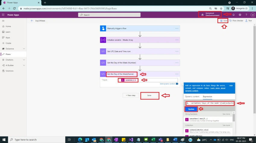 Usage of DayofWeek in Power Automate