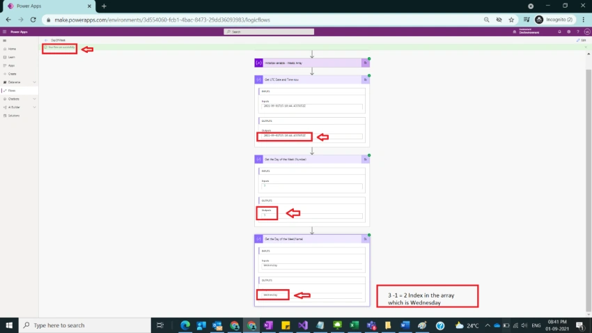 Usage of DayofWeek in Power Automate