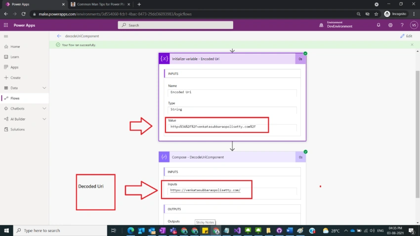 Usage of Decode URI in Power Automate
