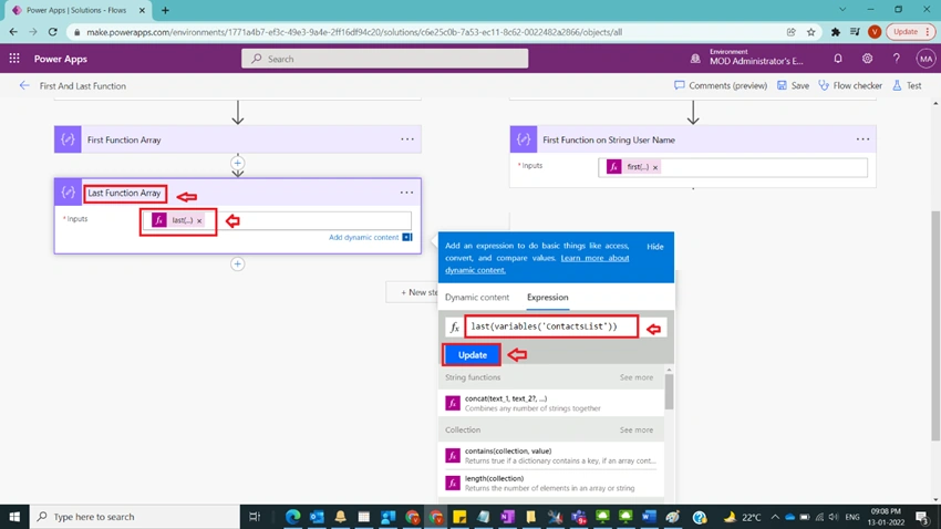 Usage of First & Last Function in Power Automate