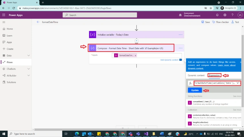 Usage of formatDateTime Function in Power Automate