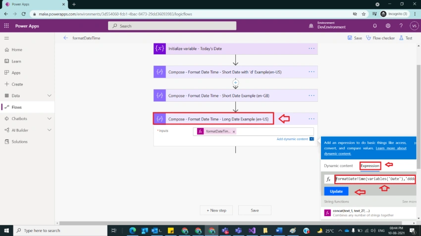 Usage of formatDateTime Function in Power Automate