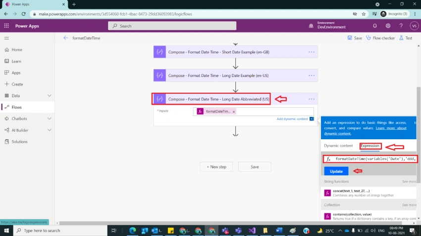 Usage of formatDateTime Function in Power Automate