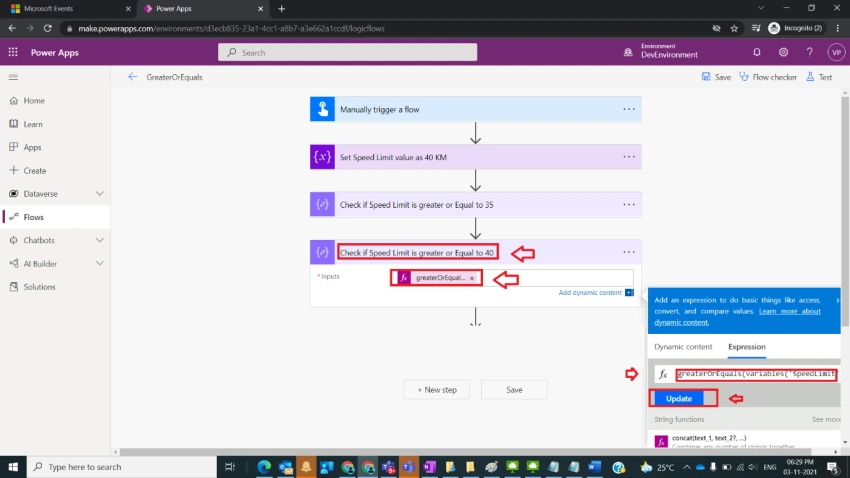 Usage Of GreaterOrEqual Function In Power Automate