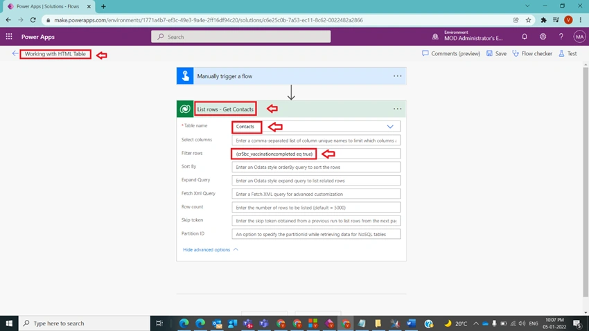 Usage of HTML Table in Power Automate