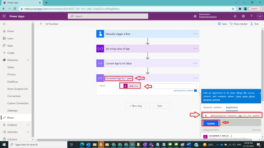 Usage of Int Function in Power Automate