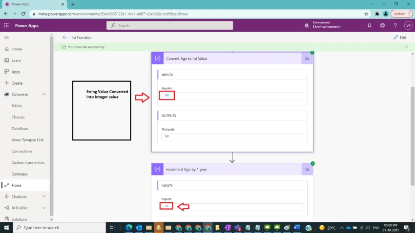Usage of Int Function in Power Automate