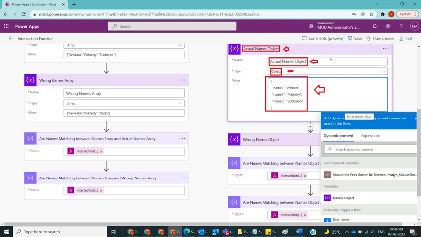 Usage of Intersection Function in Power Automate