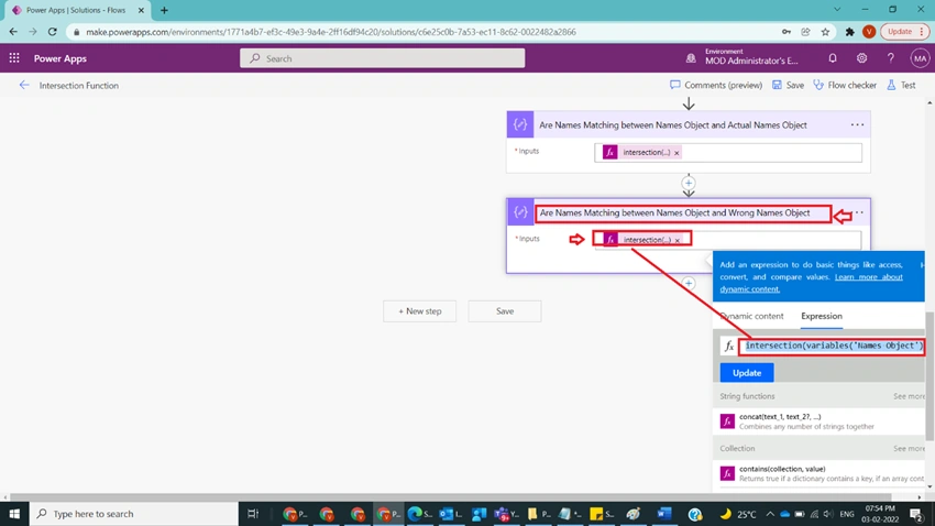 Usage of Intersection Function in Power Automate