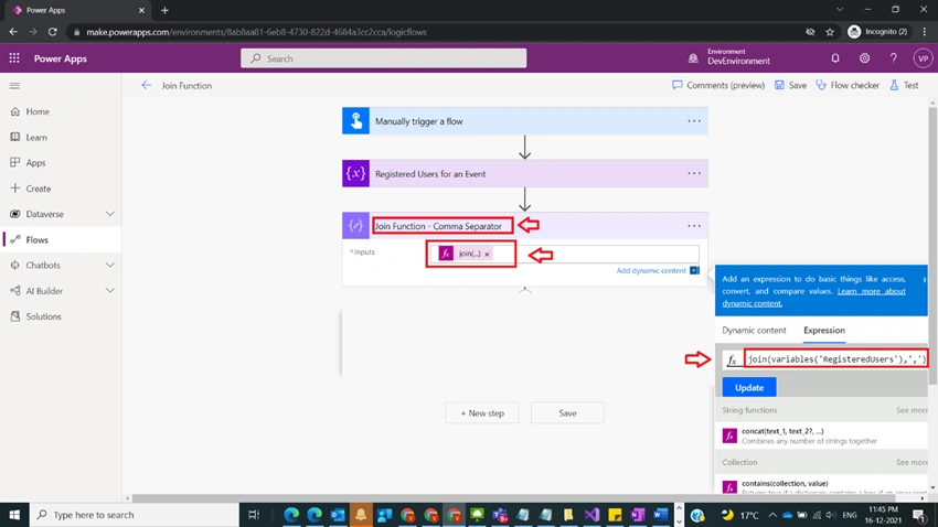 Usage of Join Function in Power Automate