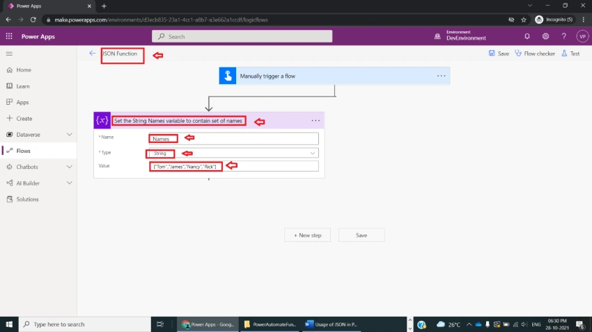 Usage of JSON Function in Power Automate