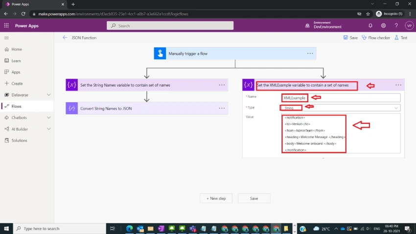 Usage of JSON Function in Power Automate