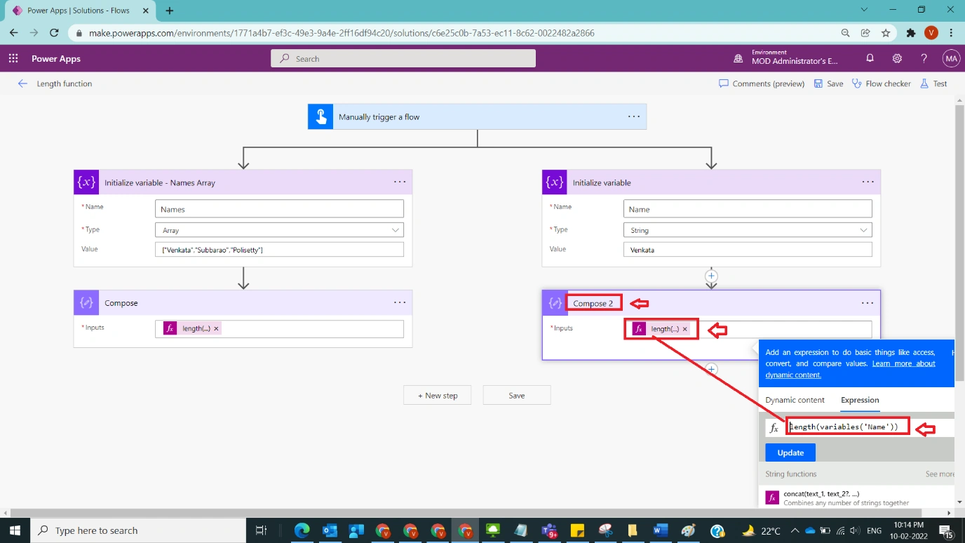 Usage of Length Function in Power Automate Figure 6