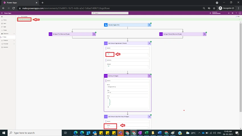 Usage of Min Function in Power Automate