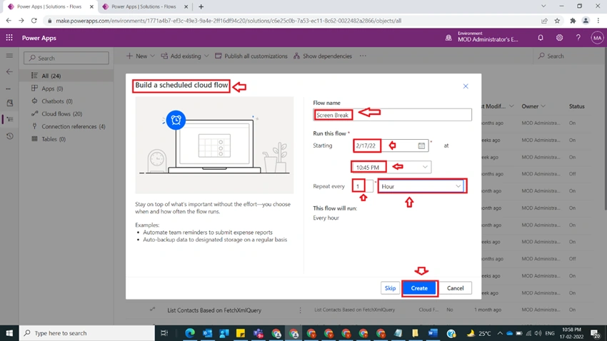 Usage of Scheduled Cloud Flow in Power Automate