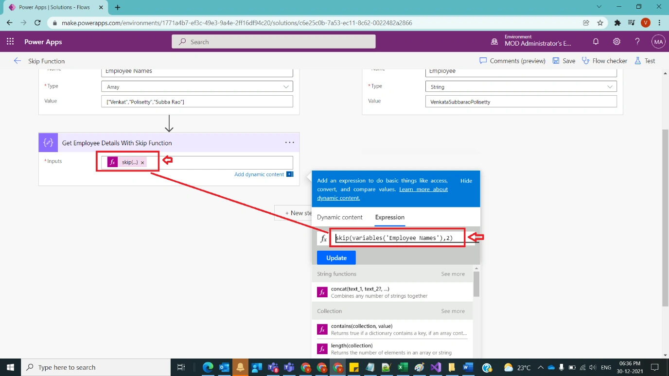 Usage of Skip Function in Power Automate Figure 5
