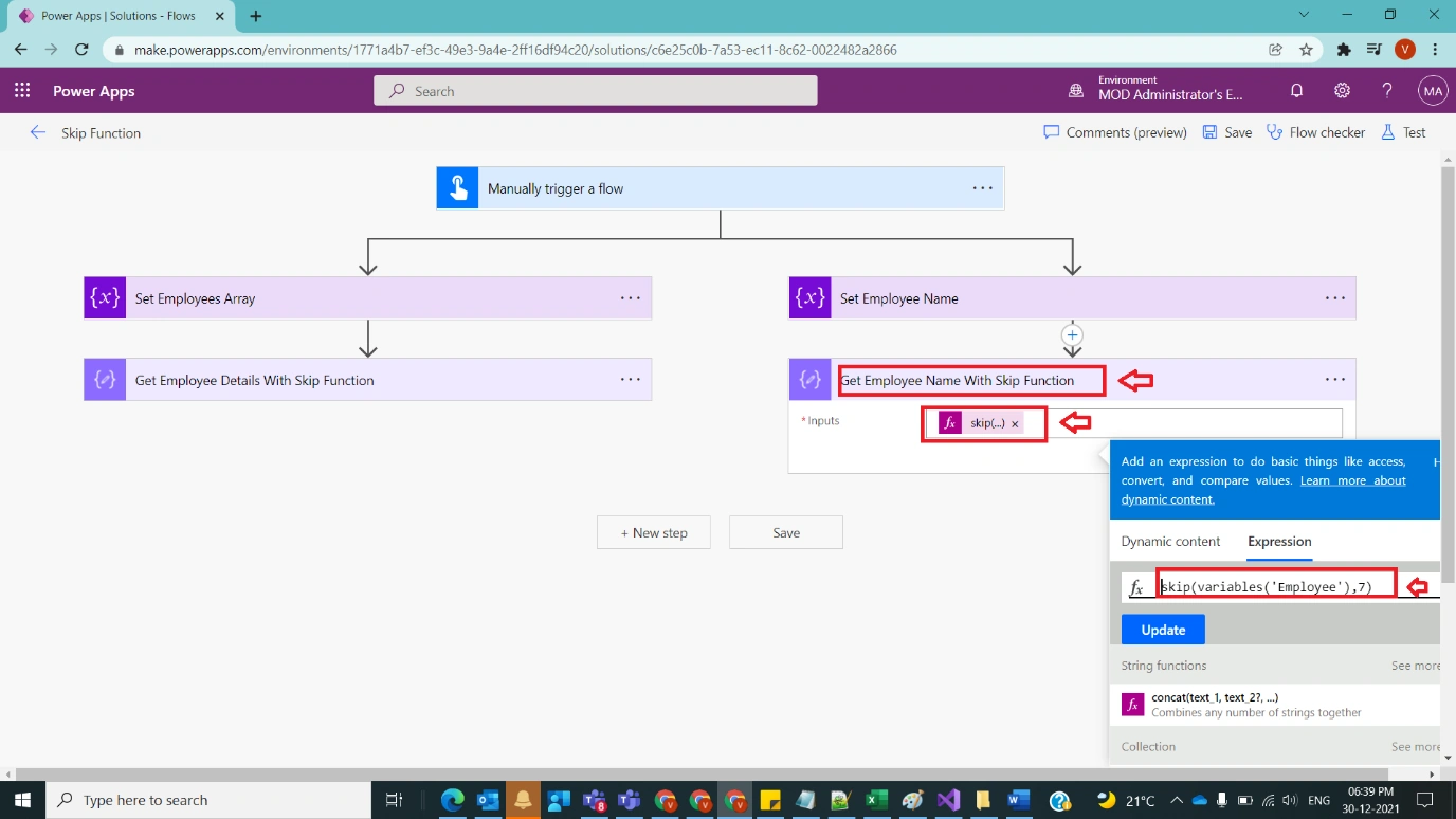 Usage of Skip Function in Power Automate Figure 6