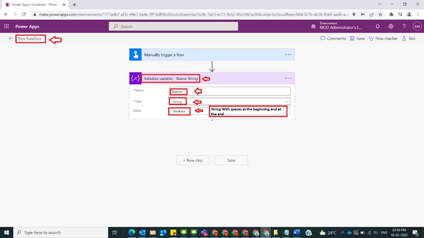 Usage of Trim Function in Power Automate