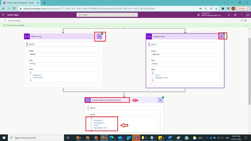 Usage of Union Function in Power Automate