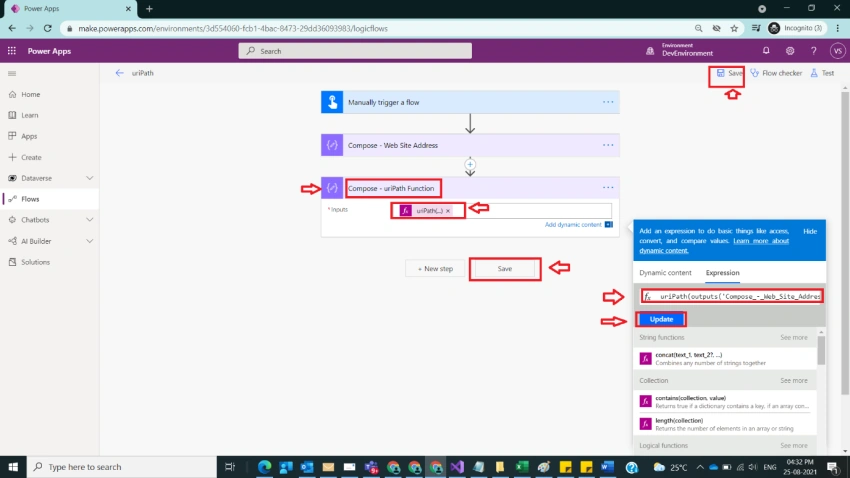 Usage of uriPath Function in Power Automate