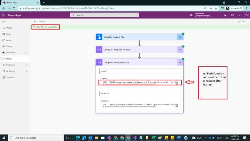Usage of uriPath Function in Power Automate