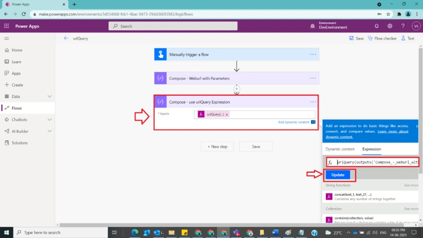 Usage of uriQuery Function in Power Automate