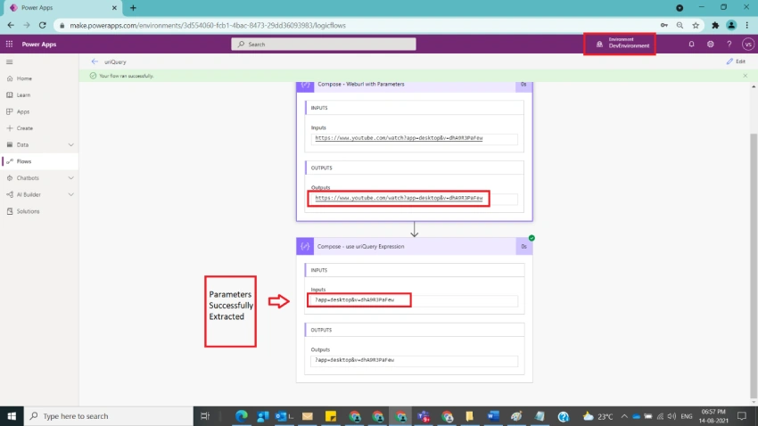 Usage of uriQuery Function in Power Automate