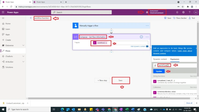 Usage Of Workflow Function In Power Automate