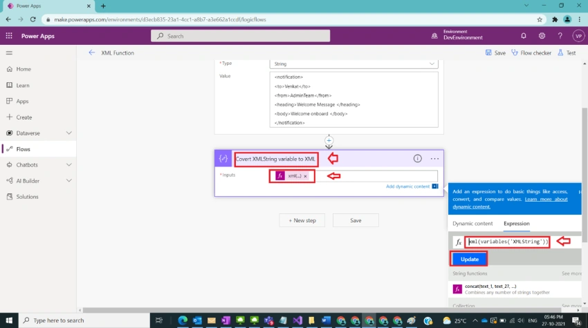 Usage of XML Function in Power Automate