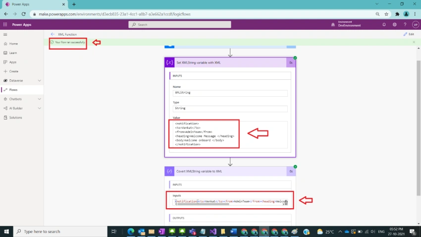 Usage of XML Function in Power Automate