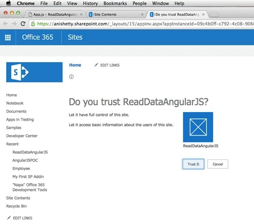 Click on Trust it
