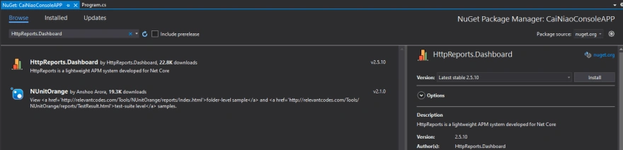 Use HttpReports APM in ASP.NET Core application