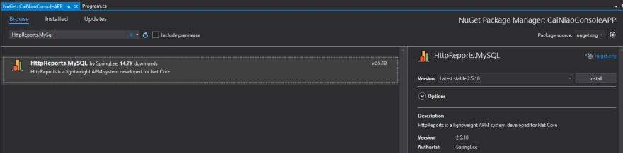 Use HttpReports APM in ASP.NET Core application
