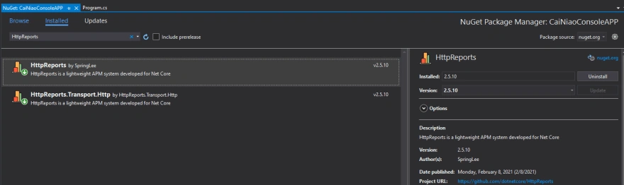 Use HttpReports APM in ASP.NET Core application