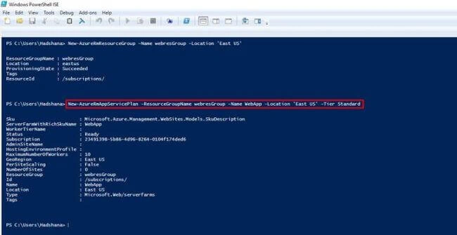 WebApp Service plan