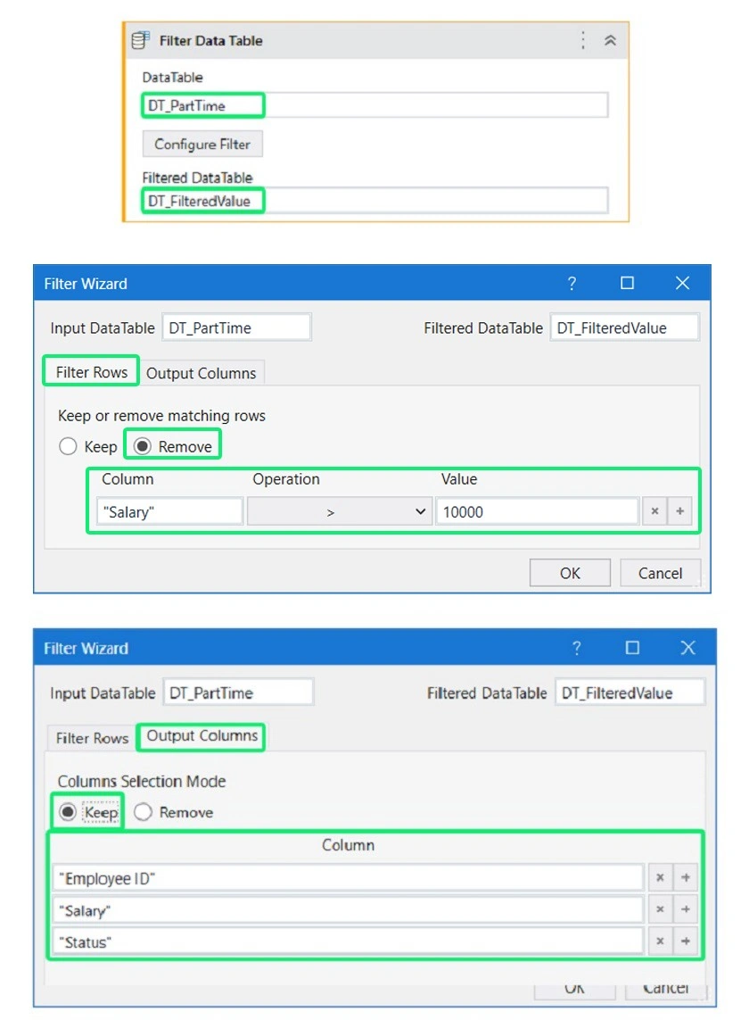 Use of Filter Data Table Activity in UiPath
