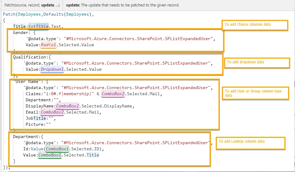 Patch Function In PowerApps