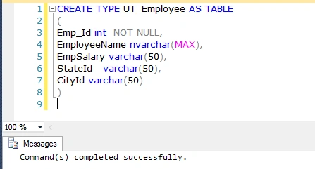 User Defined Table Type