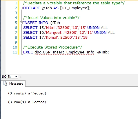 user-defined table type parameters