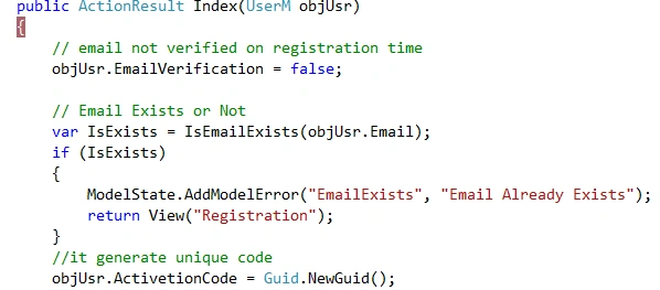 User Registration And Login Form With E-Mail Notification In MVC