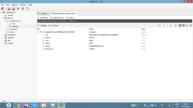 Create User Registration using Asp.net and MongoDB