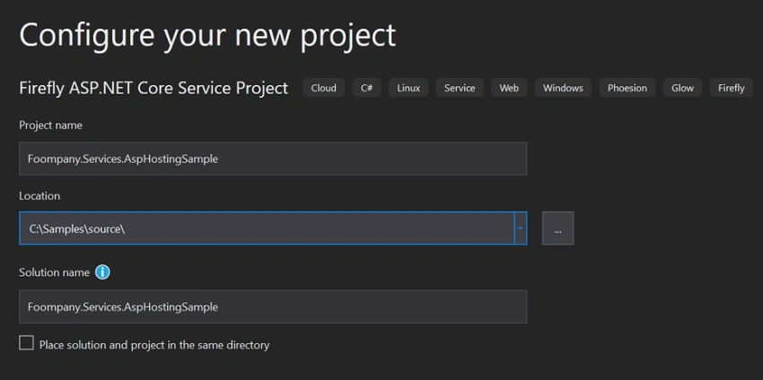 Using ASP.Net Core in Phoesion Glow