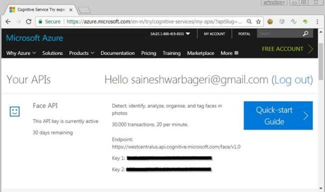 Azure Face API