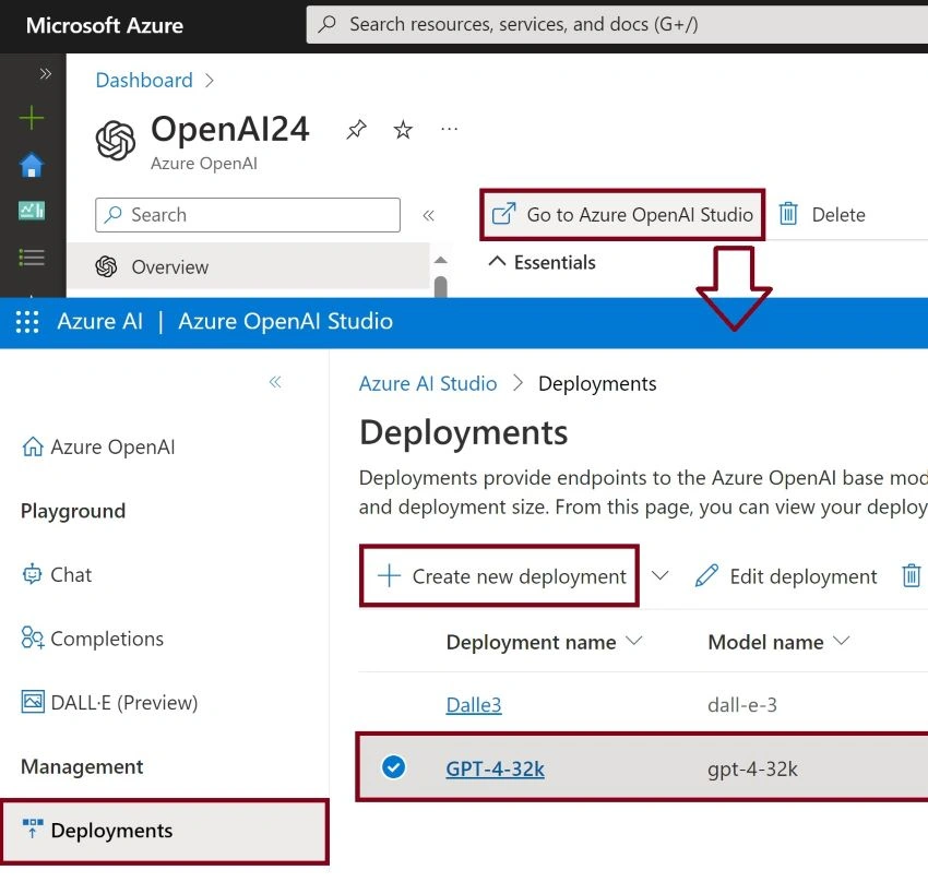 Azure OpenAI Service studio