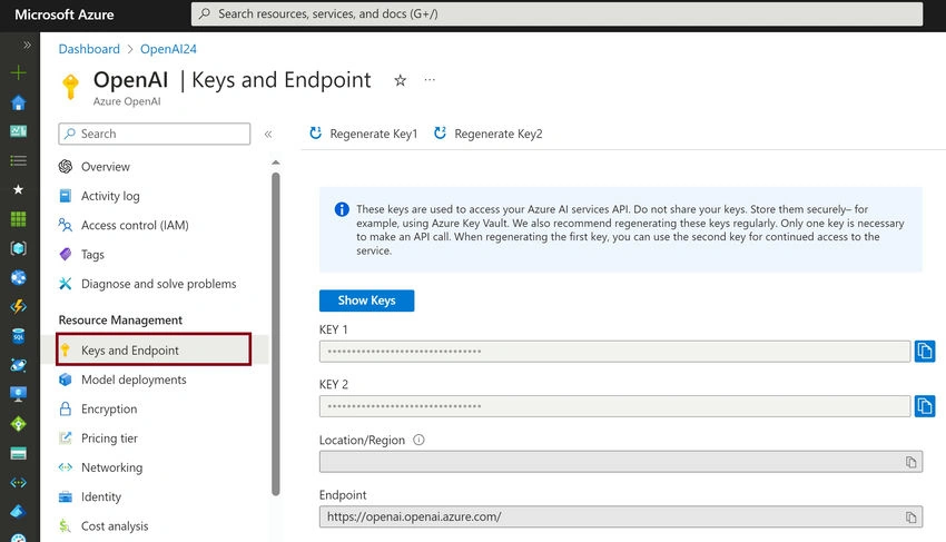 Keys and EndPoints