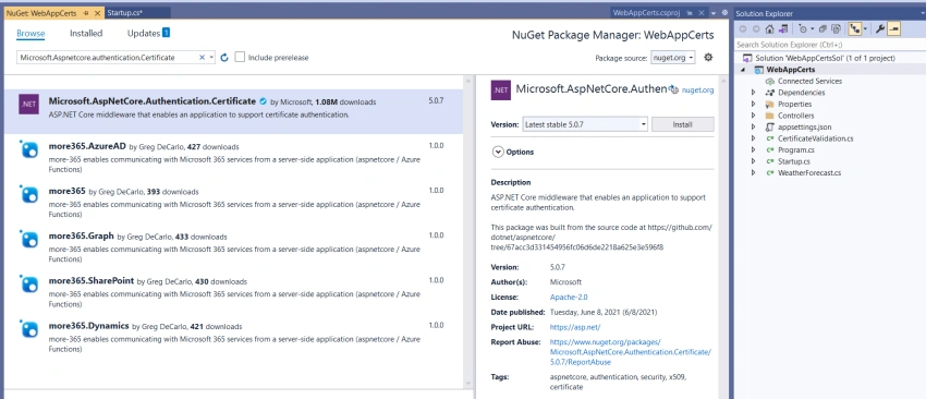 Using Certificates for API authentication in .NET 5