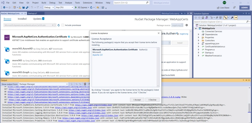 Using Certificates for API authentication in .NET 5