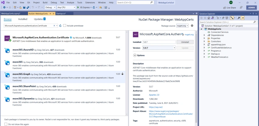 Using Certificates for API authentication in .NET 5