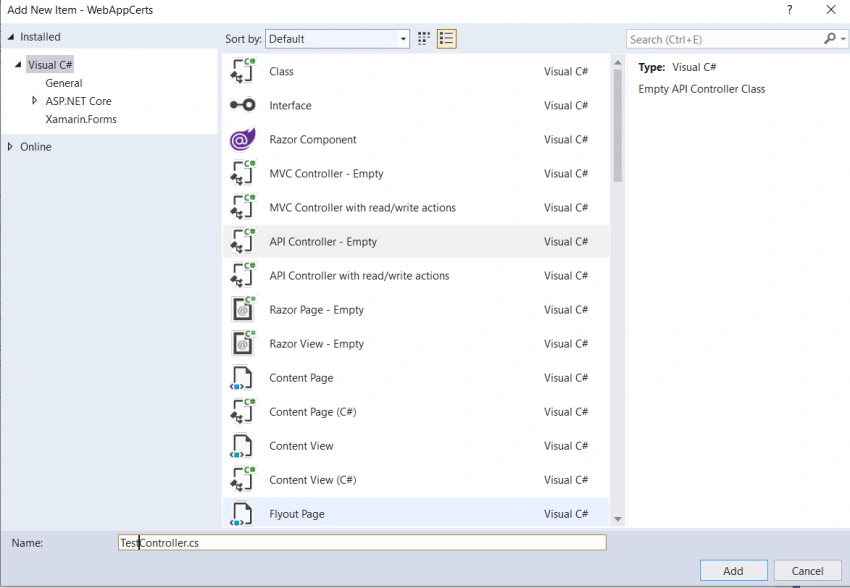 Using Certificates for API authentication in .NET 5