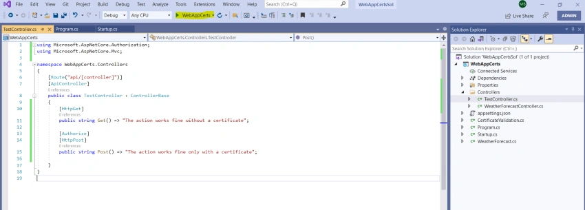 Using Certificates for API authentication in .NET 5